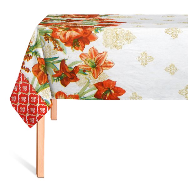 Cubremesa Plain Pvc Magnolias Rojas
