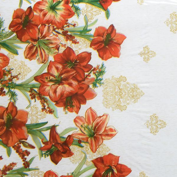 Cubremesa Plain Pvc Magnolias Rojas
