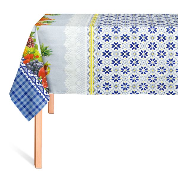 Hule Franela Costura Frutal Azul