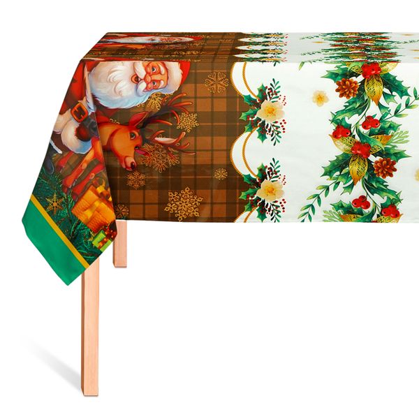 Cubremesa Plain Pvc Santa Y Reno Marron