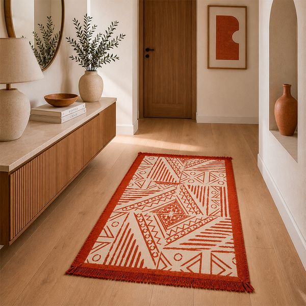 Alfombra Aurora Bohemia 80X150Cm Blanco/Terracota (510B)