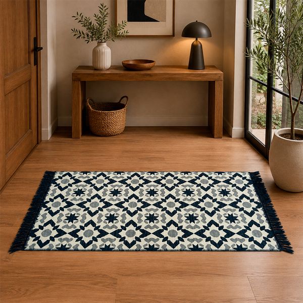 Alfombra Alabama 80X150Cm Blanco/Azul (527B)