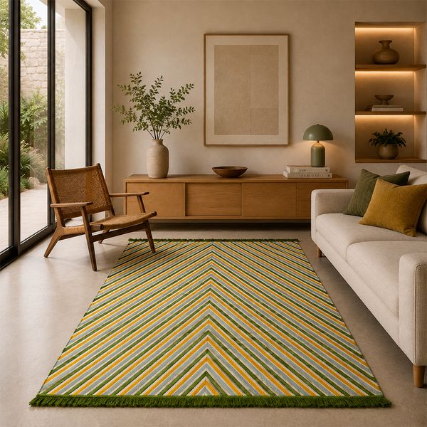 Alfombra Tribal 160X250Cm Verde (150B)