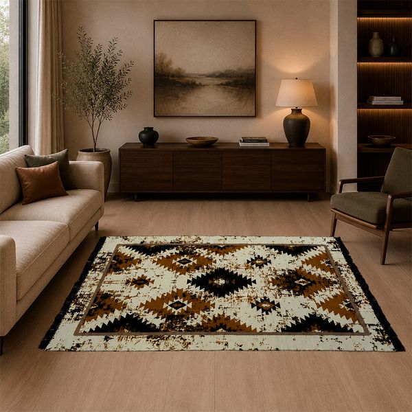 Alfombra Flecos 160X250Cm Marron (157A)