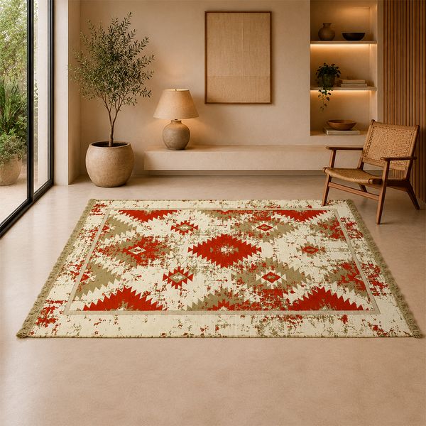 Alfombra Flecos 160X250Cm Terracota (157B)