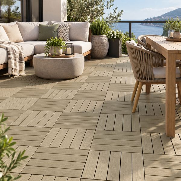 Baldosa Deck Wood 30 X 30 X 2.2 Cm Avellana