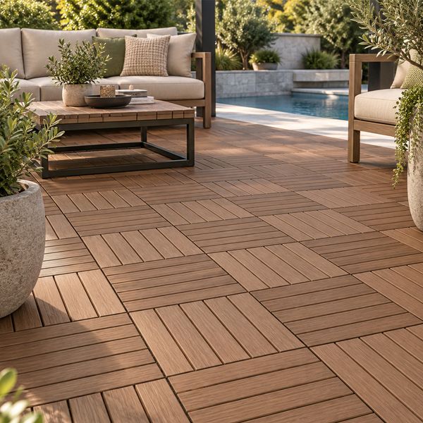 Baldosa Deck Wood 30 X 30 X 2.2 Cm Camel