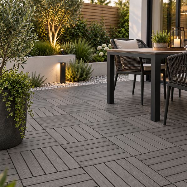 Baldosa Deck Wood 30 X 30 X 2.2 Cm Gris