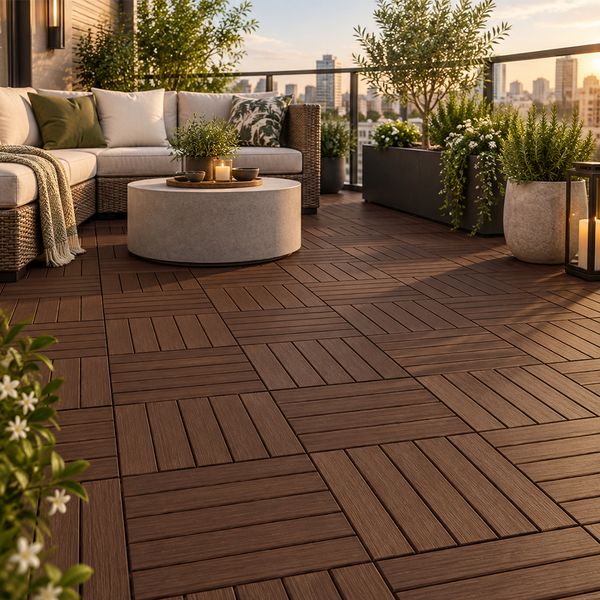 Baldosa Deck Wood 30 X 30 X 2.2 Cm Marron Oscuro