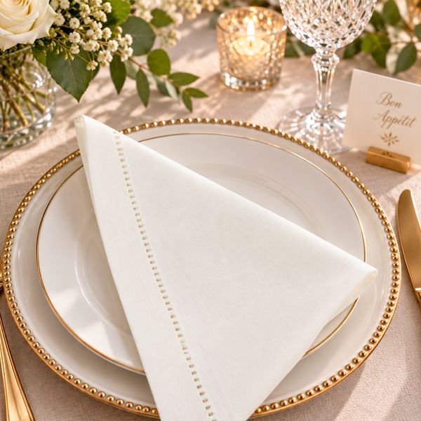 Set De 4 Servilletas Poliester Perla 40X40Cm Blanco (10-001Wn)