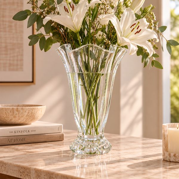 Florero De Vidrio Decorativo Clasico Transparente (E199-033)