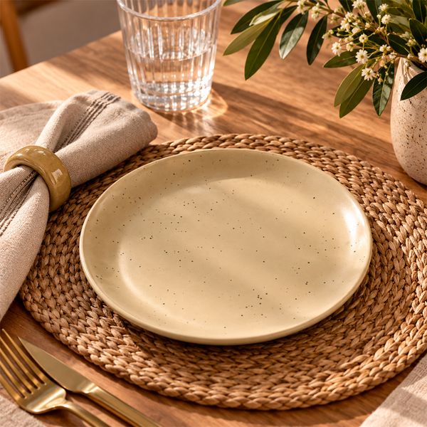 Plato De Porcelana Pequeño Ceniza 20.5X20.5X2.3Cm Gris (12-18Mbr)