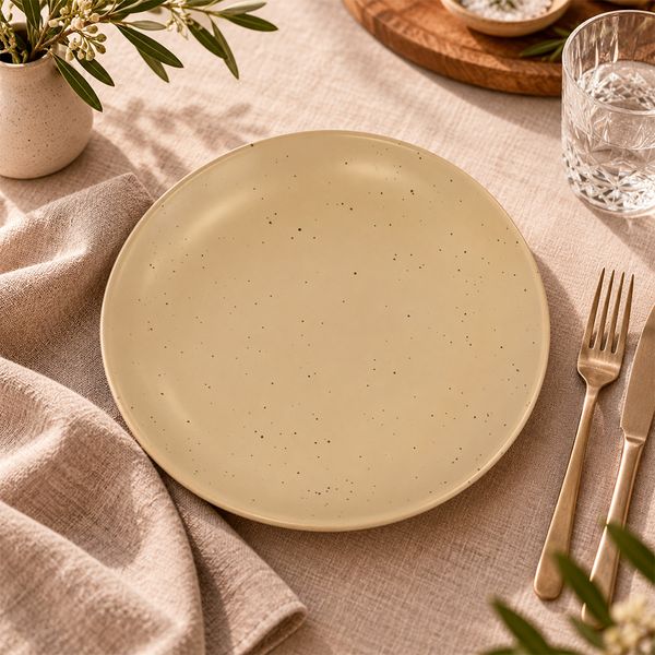 Plato De Porcelana Mediano Ceniza 25.5X25.5X3Cm Gris (12-19Mbr)