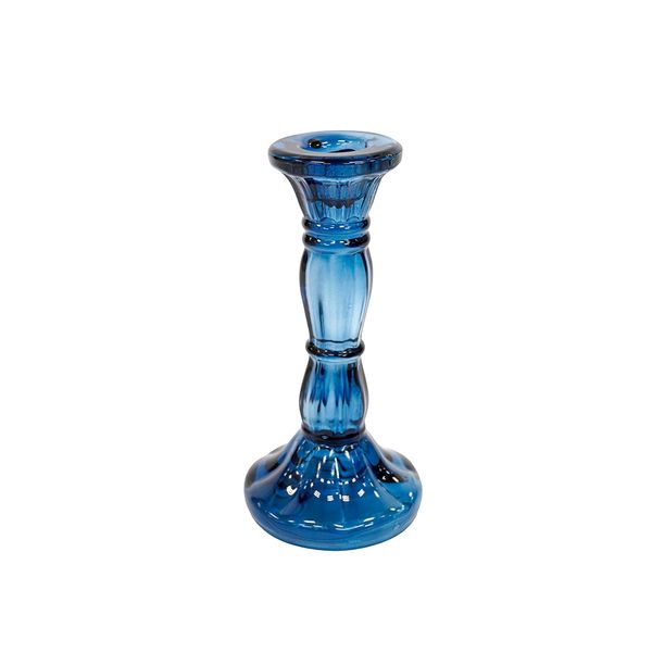 Portavelas De Vidrio Mediano Zafiro 7X7X15Cm Azul (70-045-2)