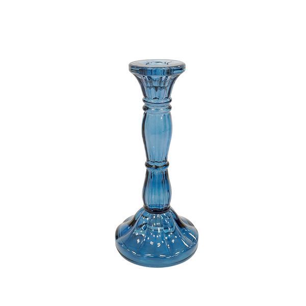 Portavelas De Vidrio Grande Zafiro 9X9X20Cm Azul (17-045-1)