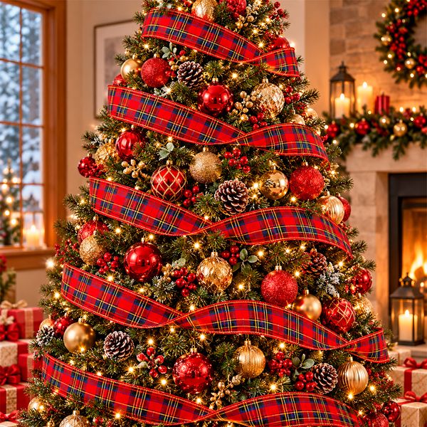 Cinta para Árbol Cuadros 45mts Rojo