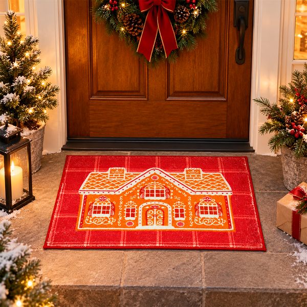 Tapete Navideño Casa de Jengibre 40 x 60 cm Beige
