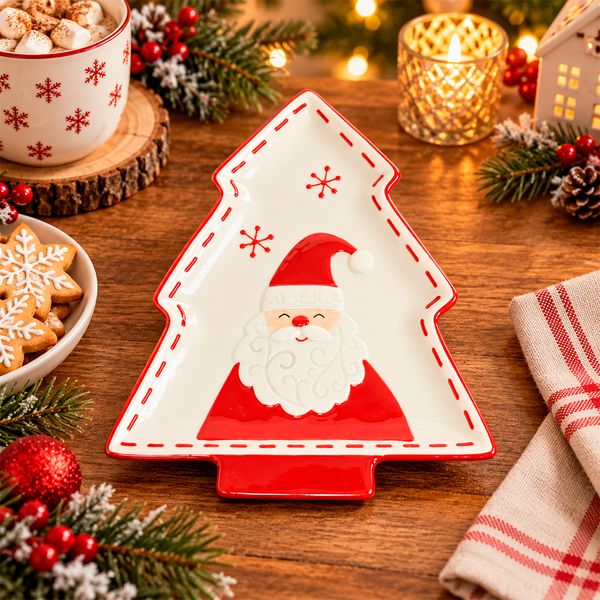 Bandeja Papá Noel 22.4 x 19.8 x 2.2 cm Rojo/Blanco