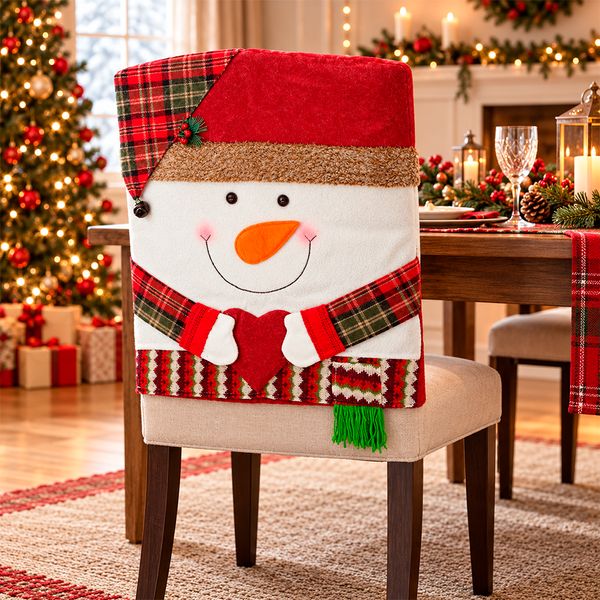 Funda para Silla Muñeco de Nieve 52 x 47 cm Rojo/Blanco