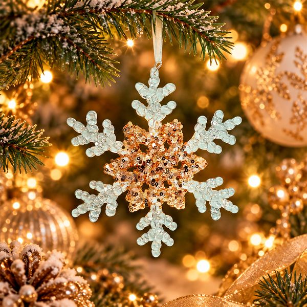 Adorno para Árbol Copo de Nieve 12 x 9.5 x 1.5 cm Dorado
