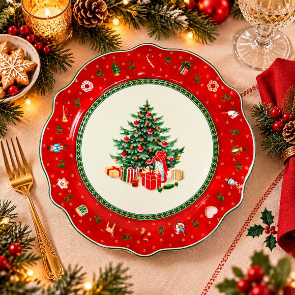 Plato Navideño Árbol de 26.6 cm Rojo