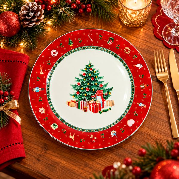 Plato Navideño Árbol de 26.7 cm Rojo
