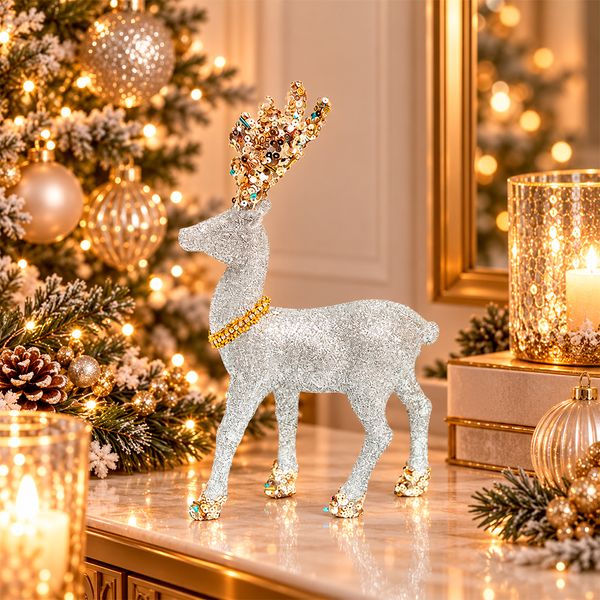 Adorno Navideño Reno Plata 21 cm Plateado