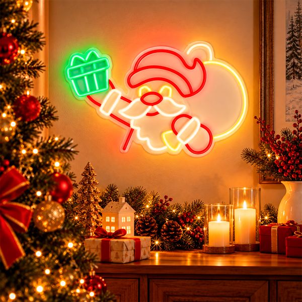Deco LED Santa Neon 40 x 26 cm Rojo