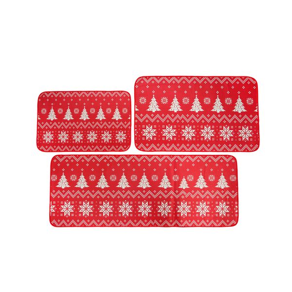 Set de 3 Tapetes Navideños de Cocina Cozy Rojo