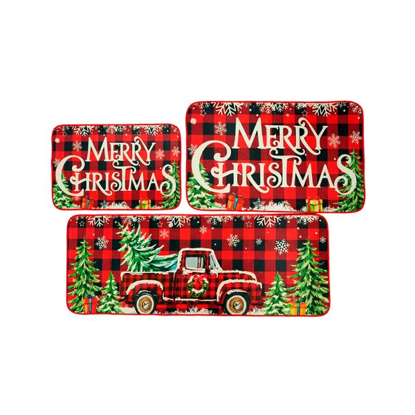 Set de 3 Tapetes Navideños de Cocina Winter Rojo