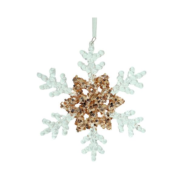 Adorno para Árbol Copo de Nieve 12 x 9.5 x 1.5 cm Dorado