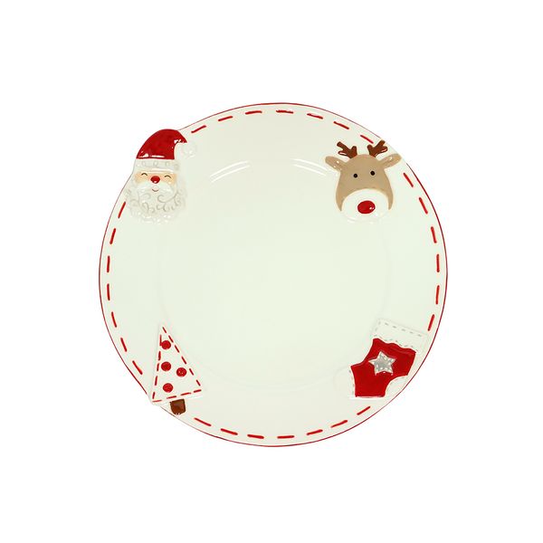 Plato Navideño Reno 20.4 x 20.4 x 1.8 cm Blanco