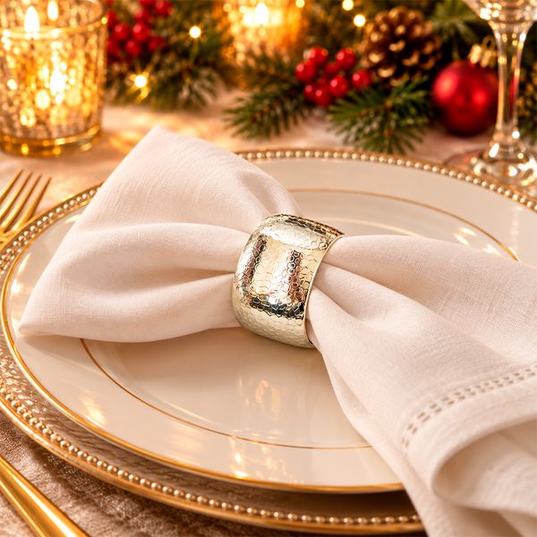 Set de 4 Aros Navideños para Servilleta Lux 4 cm Plateado