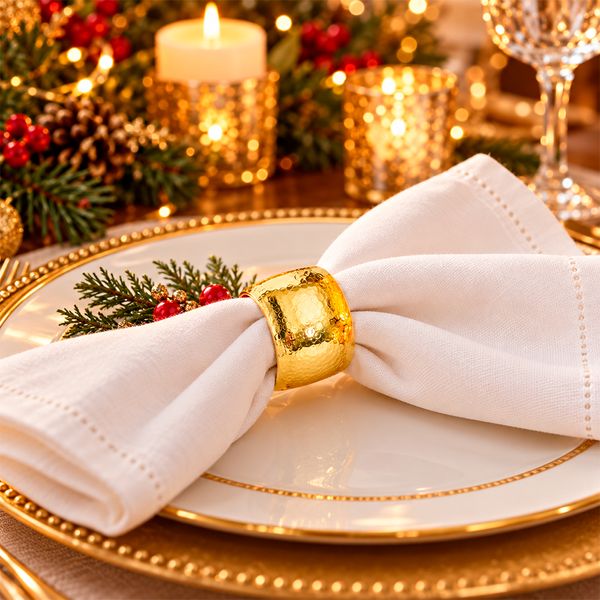 Set de 4 Aros Navideños para Servilleta Lux 4 cm Dorado