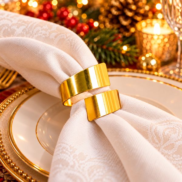Set de 4 Aros Navideños para Servilleta Lux G 4 cm Dorado