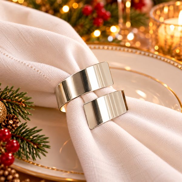 Set de 4 Aros Navideños para Servilleta Lux G 4 cm Plateado