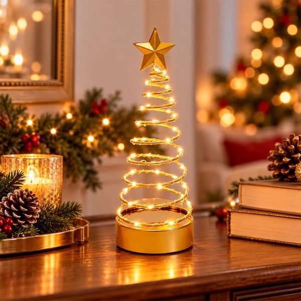 Adorno LED Árbol 31 cm Dorado