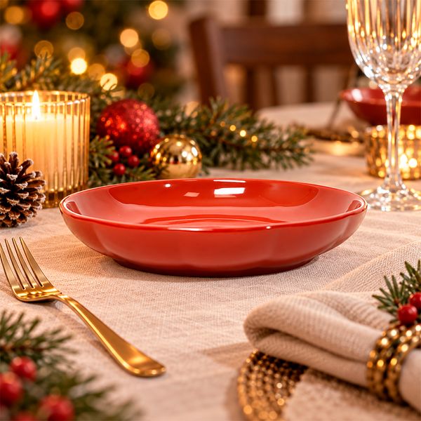 Plato Navideño Festivo 19 cm Rojo
