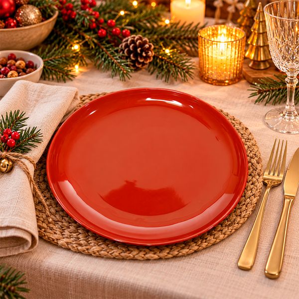 Plato Navideño Festivo 25 cm Rojo