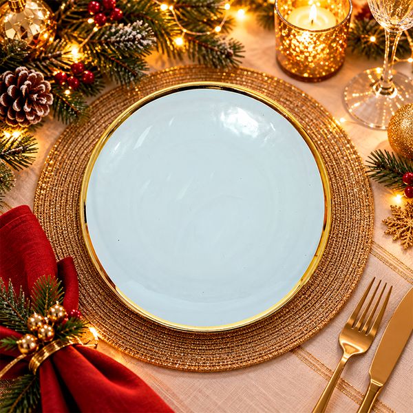 Plato Navideño Bordes 23 x 8 x 8 cm Dorado