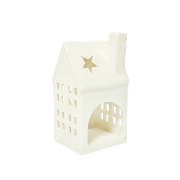 Adorno Navideño Casa I de Cerámica 6 x 5 x 12 cm Blanco