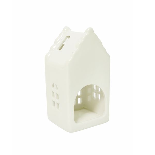 Adorno Navideño Casa III de Cerámica 6.3 x 5.5 x 11 cm Blanco
