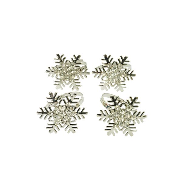 Set de 4 Aros Navideños para Servilleta Lux Copo 5 cm Plateado