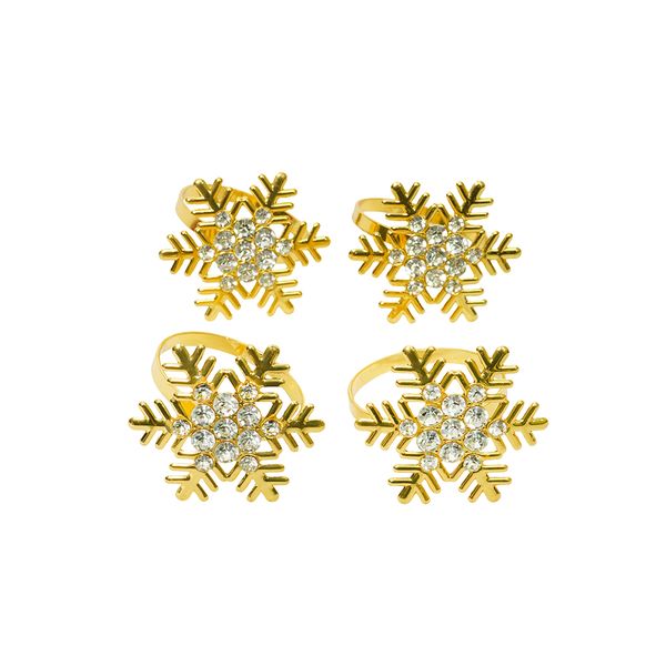 Set de 4 Aros Navideños para Servilleta Copo 5 cm Dorado