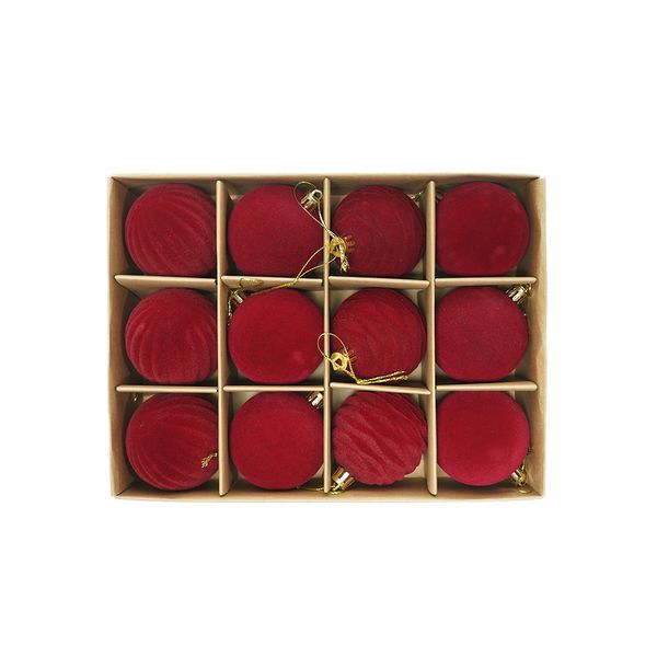 Pack de 12 Bolas Velvet 6 cm Borgoña II