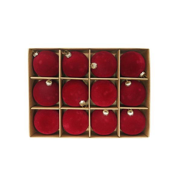 Pack de 12 Bolas Velvet 6 cm Borgoña III