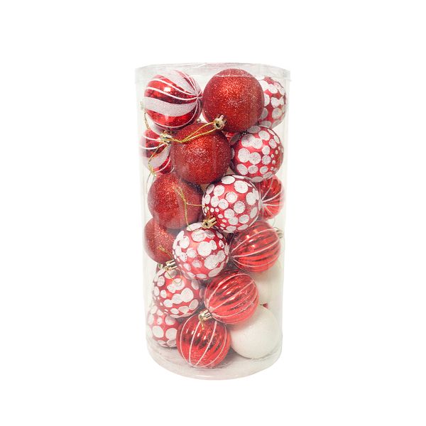 Pack de 30 Bolas Mix 6 cm Rojo/Blanco