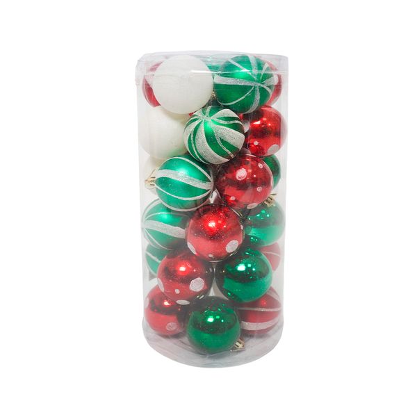 Pack de 30 Bolas Mix 6 cm Rojo/ Verde II