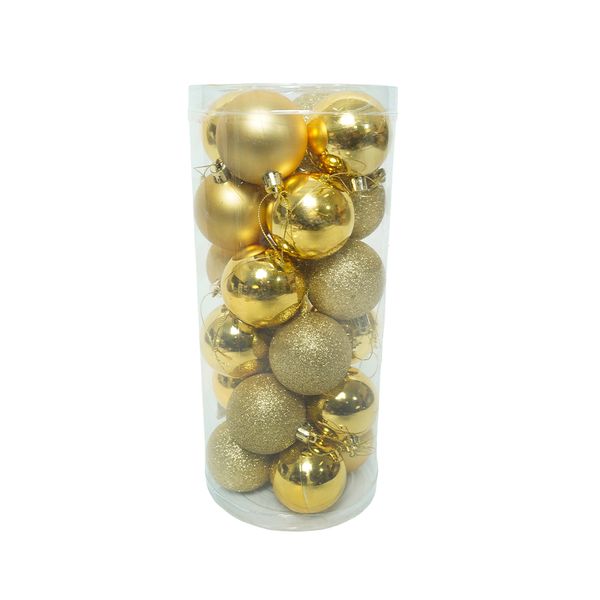 Pack de 24 Bolas Mix 6 cm Champagne