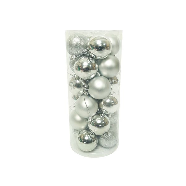 Pack de 24 Bolas Mix 6 cm Plateado